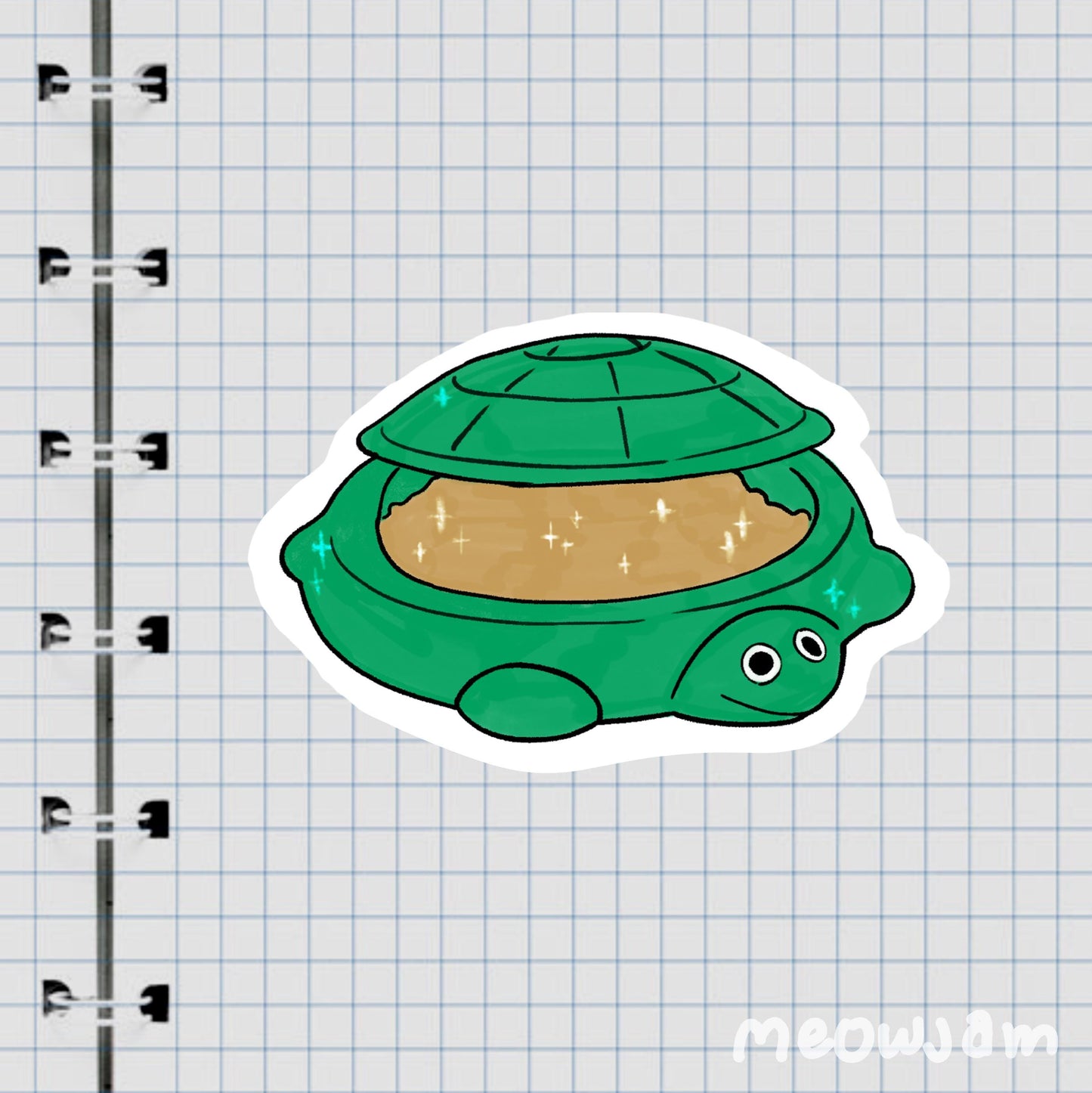 Nostalgic Turtle Sandbox, Cute Sticker, Waterproof, Matte, Holographic, Laptop, Water Bottle