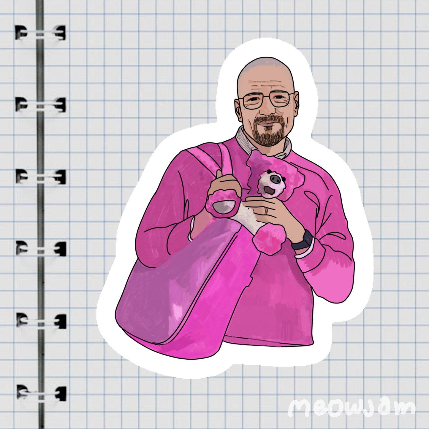 Pink Walter Sticker, Breaking bad, Funny Sticker, Waterproof, Matte, Holographic, Laptop, Water Bottle