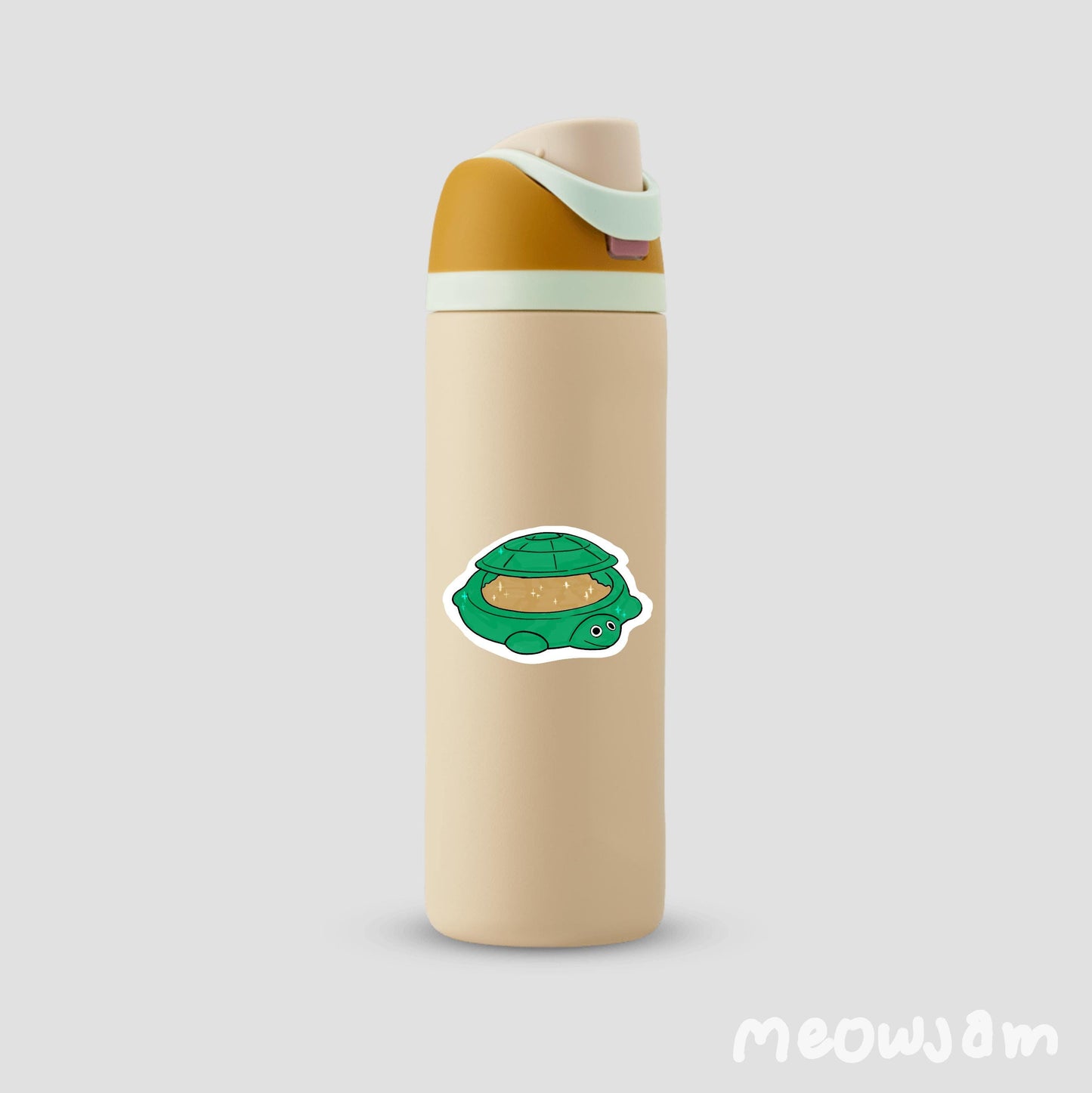 Nostalgic Turtle Sandbox, Cute Sticker, Waterproof, Matte, Holographic, Laptop, Water Bottle