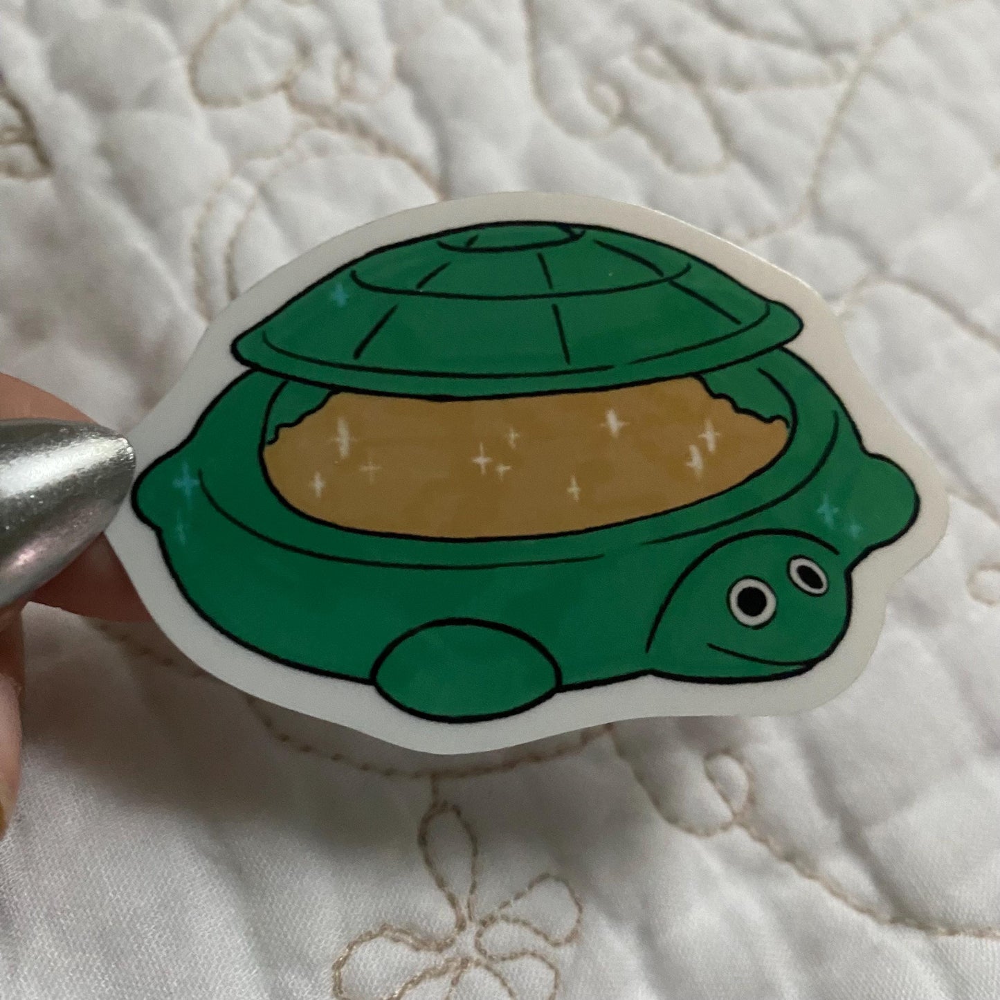 Nostalgic Turtle Sandbox, Cute Sticker, Waterproof, Matte, Holographic, Laptop, Water Bottle