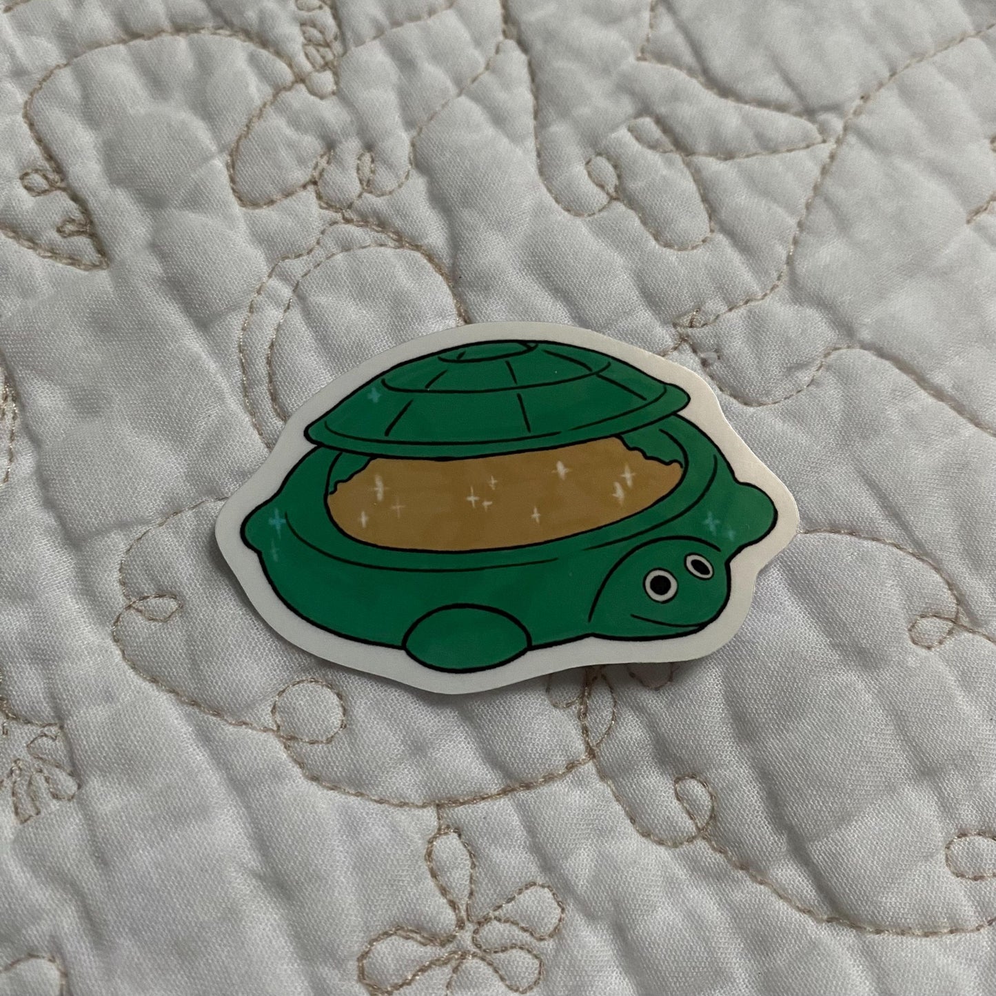 Nostalgic Turtle Sandbox, Cute Sticker, Waterproof, Matte, Holographic, Laptop, Water Bottle
