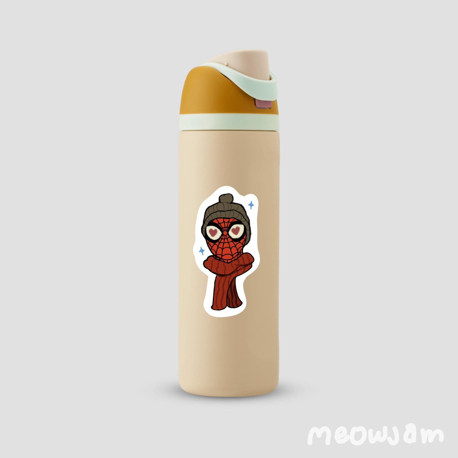 Cozy Spidey Sticker, Cartoon Sticker, Waterproof, Matte, Holographic, Laptop, Water Bottle