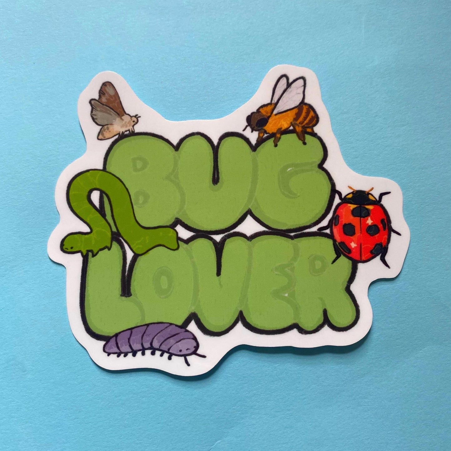 Bug Lover, Cute Sticker, Waterproof, Matte, Holographic, Laptop, Water Bottle