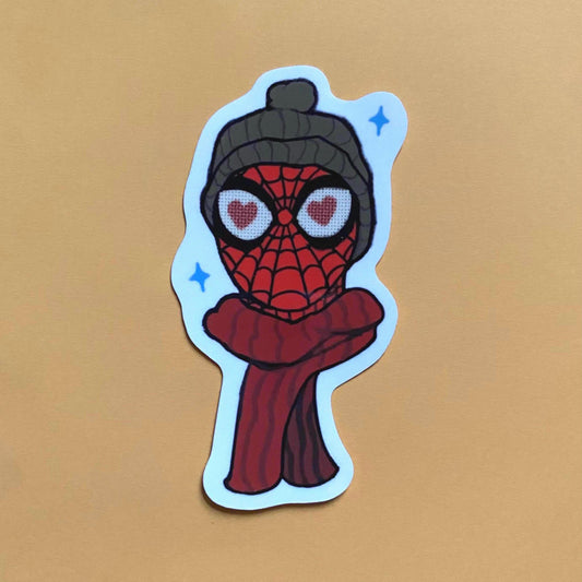Cozy Spidey Sticker, Cartoon Sticker, Waterproof, Matte, Holographic, Laptop, Water Bottle