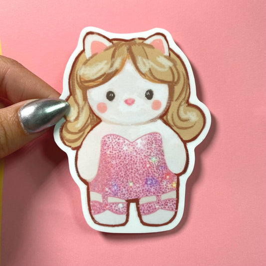 Short & Sweet Calico Girl, Singer Sticker, Waterproof, Matte, Holographic, Laptop, Water Bottle